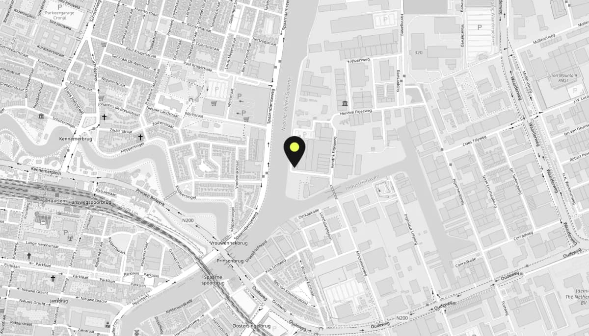 Kaart met de locatie van Hyped Studio™ aan de Hendrik Figeeweg 1Z in Haarlem